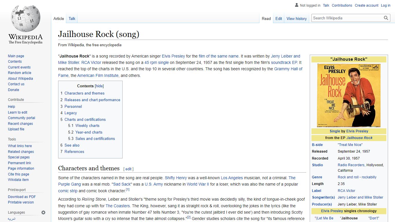 Jailhouse Rock (song) - Wikipedia