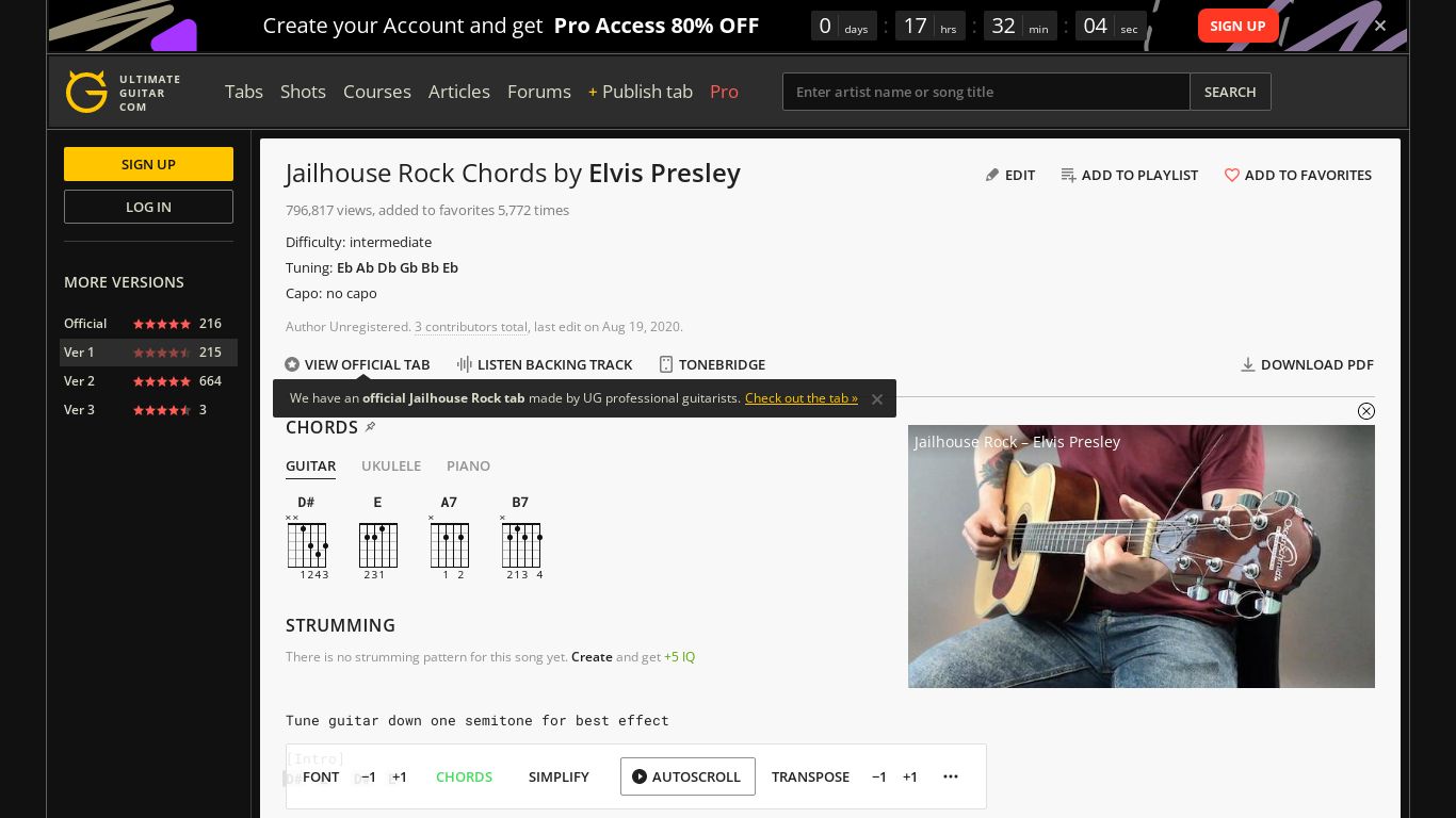 Elvis Presley - Jailhouse Rock (Chords) - Ultimate Guitar